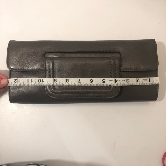 Hobo gray leather clutch bag